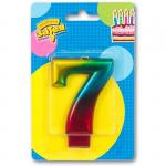 Свеча-цифра Радуга 7,  8 см 1502-3771