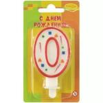 Свеча-цифра Конфетти 0 красное 108092