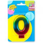 Свеча-цифра Радуга 0,  8 см 1502-3764