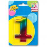 Свеча-цифра Радуга 1,  8 см 1502-3765