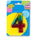 Свеча-цифра Радуга 4,  8 см 1502-3768