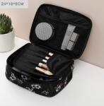 *Косметический органайзер Черный с цветами (с отделом д/кистей)