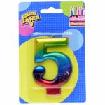 Свеча-цифра Радуга 5,  8 см 1502-3769