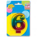 Свеча-цифра Радуга 6,  8 см 1502-3770