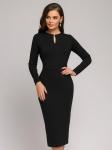 ***Платье черное длины миди с длинными рукавами