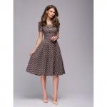 Бежевое платье в горошек в стиле ретро с пышной юбкой