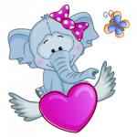 DA-8051 Алмазная мозайка 20*20 Серия Слоник-Неженка. Сердечко