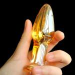 *Анальная пробка стеклянная под золото, GB-096