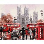 KD0620 Картина по номерам на дереве (40х50) ЛОНДОНСКИЙ ТРАНСПОРТ (28 цветов) 1/12