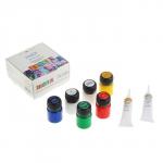 Декола Набор акрил ткань картон 5 шт х20 мл, контуры в тубах 2 шт х18 мл, разбавитель