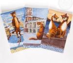 К-т полотенец "Питерские коты" 50*60 см - 3 шт. рогожка хлопок 100%