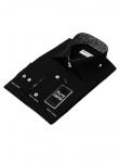 0112CTESF Черная однотонная мужская рубашка Elegance Slim Fit с узорным подкроем