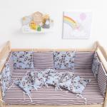 Бортик Крошка Я «Еноты», из подушечек (32 ? 32 см, 12 шт.), бязь/синтепон