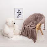 Вязаный плед "Крошка Я" Рисунок косичка, 90х90 см, коричневый