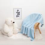 Вязаный плед "Крошка Я" Рисунок ромб, 90х90 см, голубой