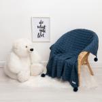 Вязаный плед "Крошка Я" Рисунок коса, 90х90 см, синий