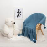 Вязаный плед "Крошка Я" Рисунок кубик, 90х90 см, голубой