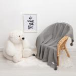 Вязаный плед "Крошка Я" Рисунок кубик, 90х90 см, серый