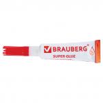 Клей моментальный (суперклей) BRAUBERG, 3г, ПРОЧНЫЙ, отрывная мультикарта, 605566