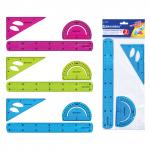 Набор чертежный большой гибкий BRAUBERG "FLEX" (линейка 30см, угольник, транспортир), ассорт,210680