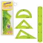 Набор чертежный средний гибкий ЮНЛАНДИЯ "FLEX" (линейка 20см, 2 треугол, транспортир), пенал, 210682