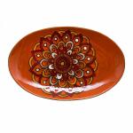 Блюдо овальное Павлиний хвост красный 36,5х22,5 см