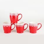 Кружка 320 мл на ножке ZC02-AO3 Кружево на красном (4 диз)