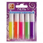 Гель художественный, 5 цв., ассорти, неон, в тубе, 5 мл, без кисти, ЛУЧ, блистер с е/п