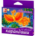 Восковые мелки на масляной основе ФАНТАЗИЯ, 12 цв., d=9,5 мм, с европодвесом