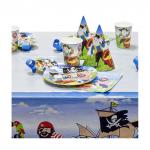 Набор для праздника ПИРАТЫ, в наборе: 6 тарелок, 6 чашек, 6 салфеток, скатерть 130см*180см, 6 языч