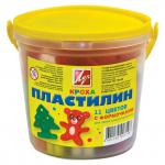 Набор для лепки, пластилин классический 11 цв., ассорти, классика, 236,5 г, 6 формочек, ЛУЧ, КРОХА, пластик. ведро