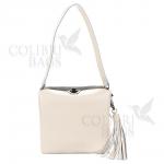 Женская кожаная сумка ARUBA с кисточкой. Слоновая кость.