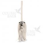 Женская кожаная сумка ARUBA с кисточкой. Слоновая кость.