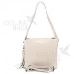 Женская кожаная сумка ARUBA с кисточкой. Слоновая кость.