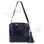 Женская кожаная сумка ARUBA с кисточкой. Темно-синий.