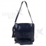 Женская кожаная сумка ARUBA с кисточкой. Темно-синий.