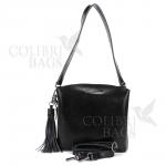 Женская кожаная сумка ARUBA с кисточкой. Черный.