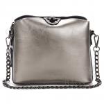 Женская кожаная сумка ARUBA с цепочкой. Серебро.