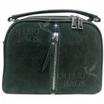 Женская кожаная сумка BIANKA ЗАМША. ТЕМНО-ЗЕЛЕНЫЙ.