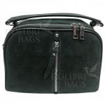 Женская кожаная сумка BIANKA ЗАМША. ТЕМНО-ЗЕЛЕНЫЙ.