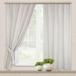 Комплект портьер для кухни клетка Виши бежевый 150*210 2 шт.