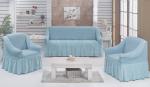 Набор чехлов для дивана и кресел "BULSAN" 3+1+1, бирюзовый                             (kr-1717-CHAR014)