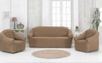 Набор чехлов для дивана и кресел "KARNA" 3+1+1 , без юбки, кофейный                             (kr-102622)