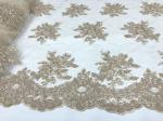 Вышивка на гипюре кордом D-1198 бежевый