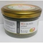 Микс из оливок Халкидики и Каламата без косточки, ст.банка, 100г