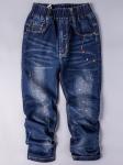 Джинсы для мальчика, на заднем кармане нашивка А, темно-синий