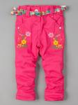 Брюки для девочки с цветочками, утепленные, малиновый