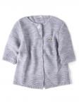 Кардиган вязаный для девочки на одной пуговице, рукав 3/4, очки со стразами, светло-серый