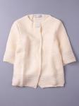Кардиган вязаный для девочки на одной пуговице с люрексом, рукав 3/4, светло-песочный