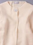 Кардиган вязаный для девочки на одной пуговице с люрексом, рукав 3/4, светло-песочный